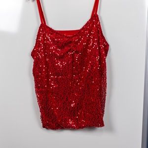 Lane Bryant Red Sequin Cami Top